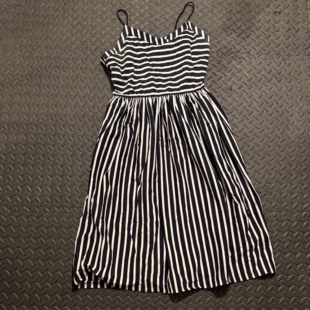 Saint James Navy and White Striped Sundress with Spaghetti Straps